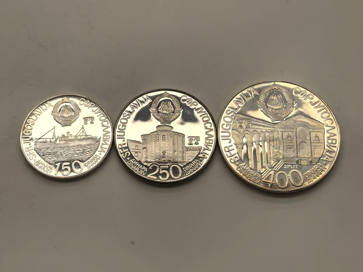 博洋堂世界钱币拍卖第149期（全场包邮） 南斯拉夫1979年铁托150、250、400第纳尔精制银币3枚