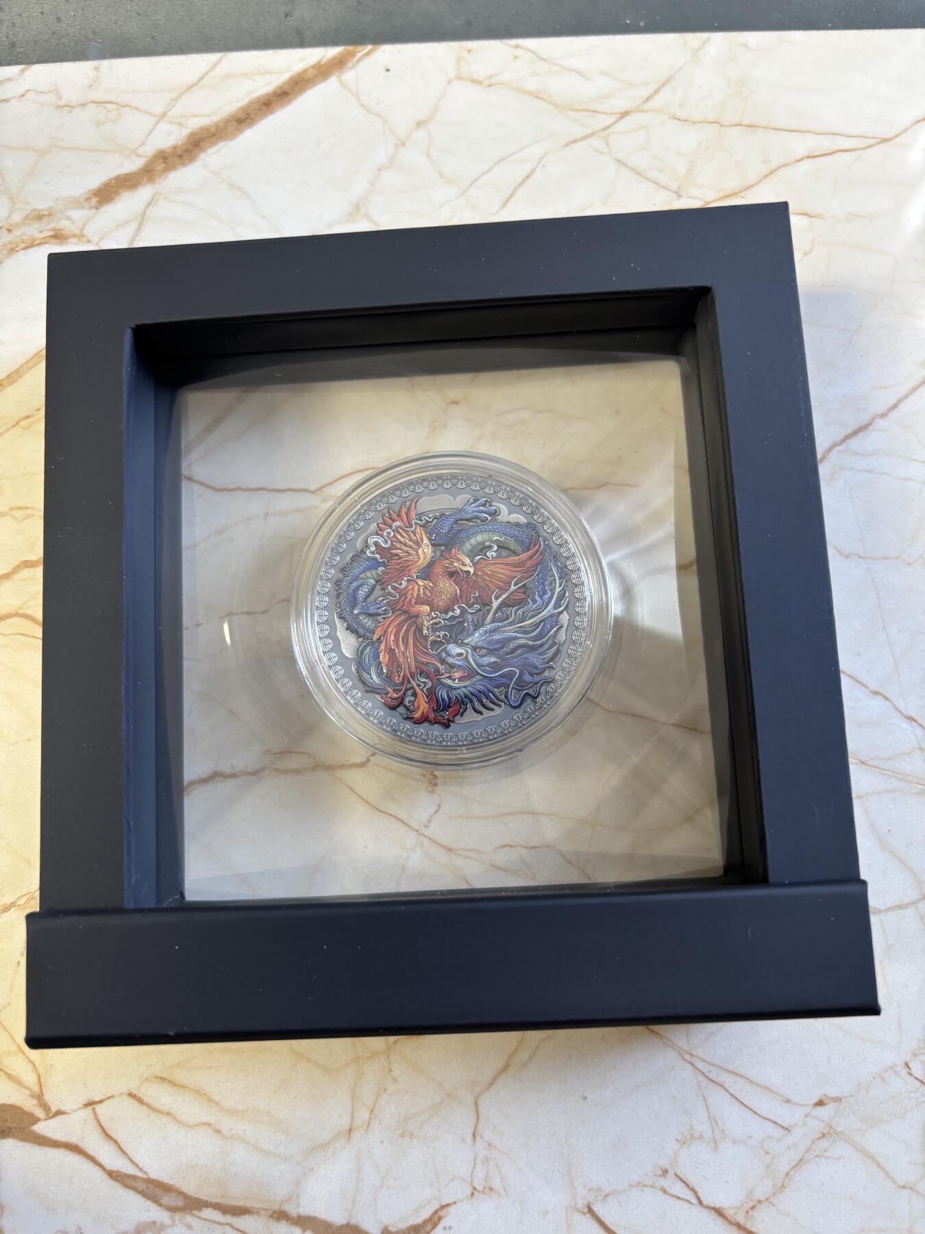 第183期拍卖 加纳2021年中国文化龙凤仿古彩色50克纪念银币，999银，发行888枚