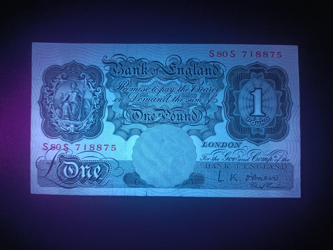 2025十一月第七期，总205期 英格兰A序列1镑O'Brien签名UNC-有裂口，稀有补号冠S/S