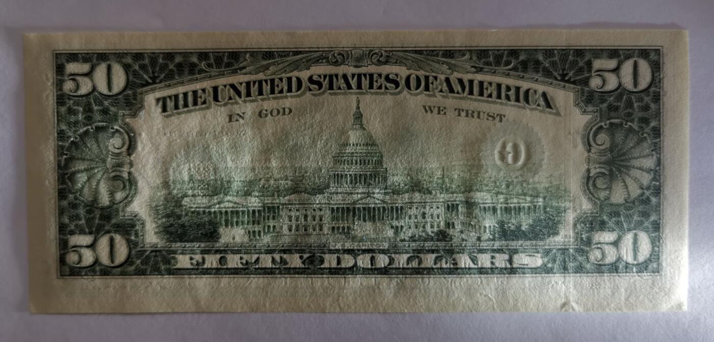 美国1990年50元全新品