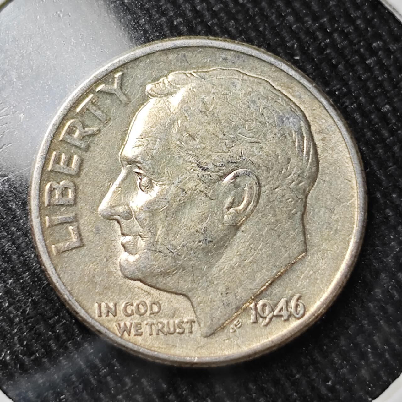 KK钱币收藏小铺 （套币 好品/批量散币 银币）专场  2月预留时间 周末发货    1946美国10分银币