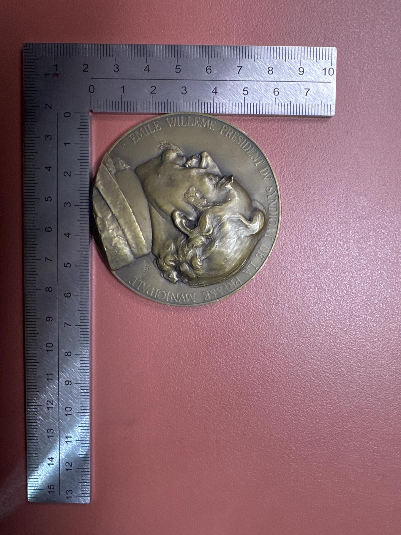 12.4铜章专场 1934年法国市政新闻业工会50周年纪念铜章 作者B. Cogne