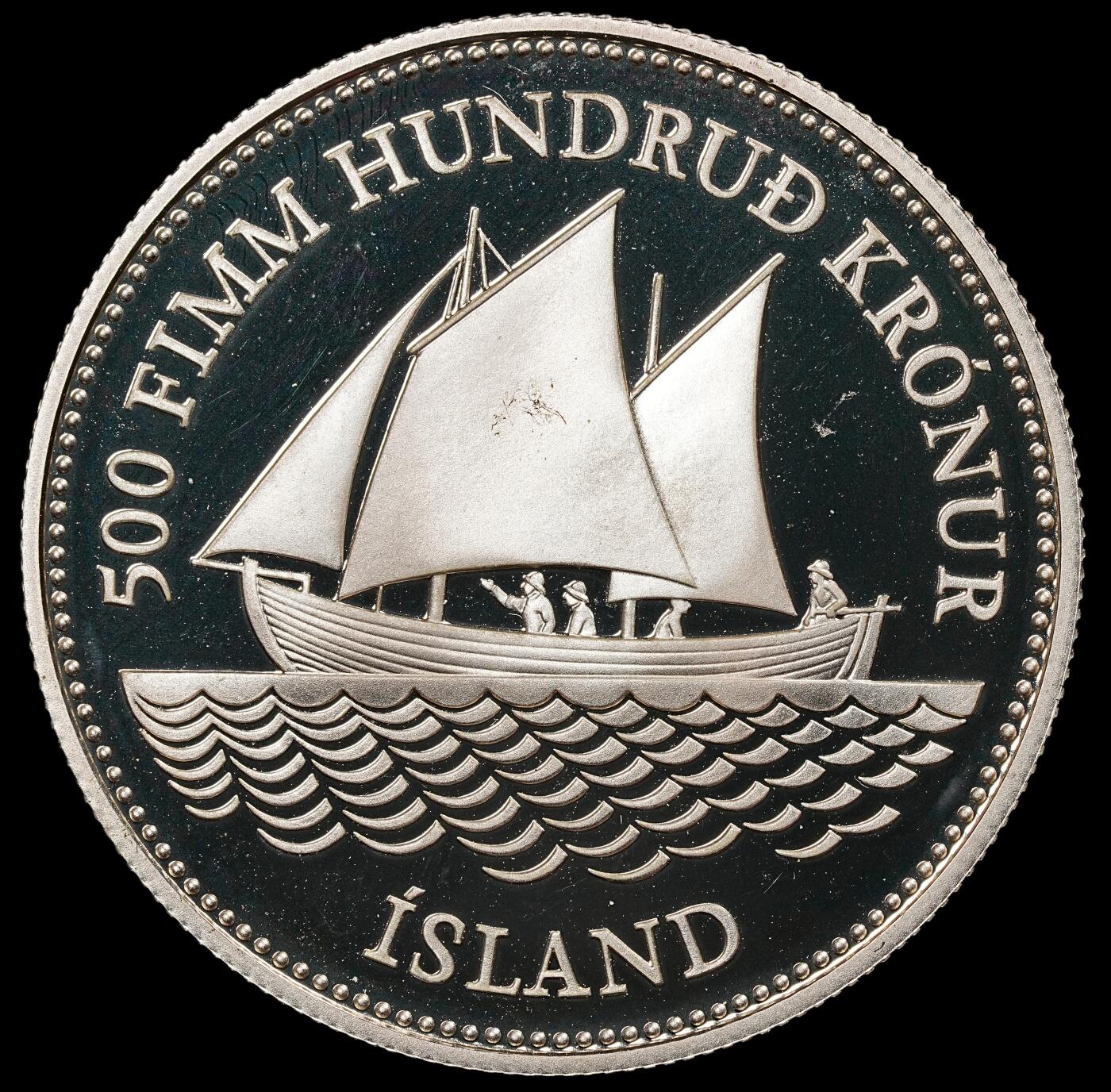 修遠堂世界钱币第九十五期 1986年冰岛纸币发行100周年纪念500克朗精制银币 20g，925银