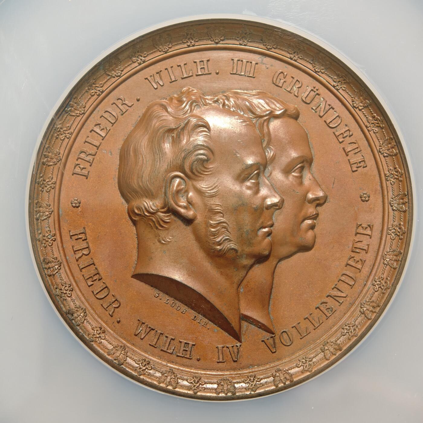 【德藏】世界币章拍卖第155期（拍品征集中~欢迎藏友联系） 1851年 德国普鲁士腓特烈大帝60mm高浮雕纪念大铜章 NGC MS62BN 包浆温润 立体感极强