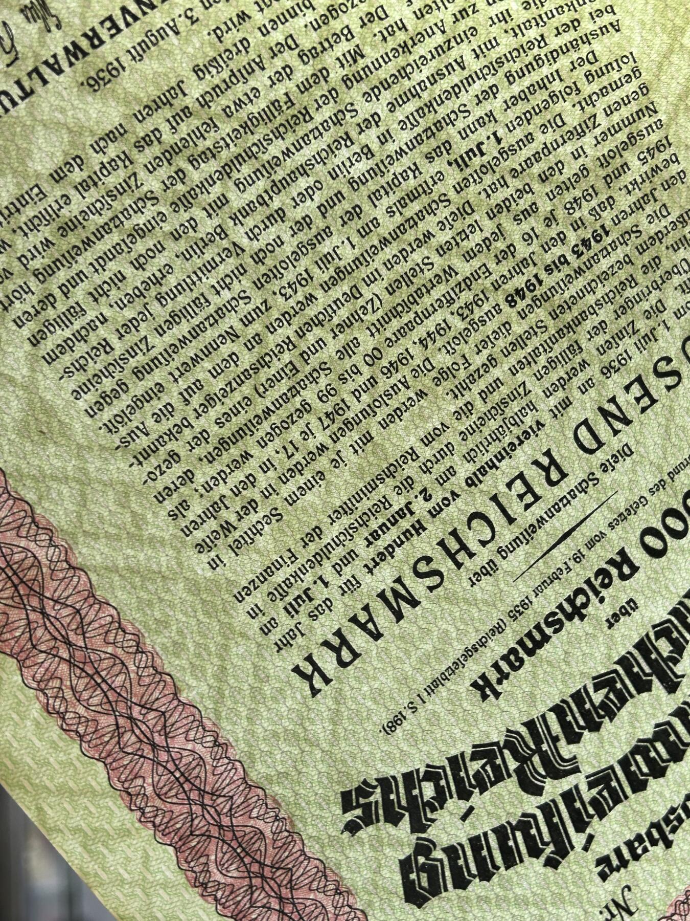 西秦中古拍卖第六十七期 德三 1000帝国马克国库券 有水印