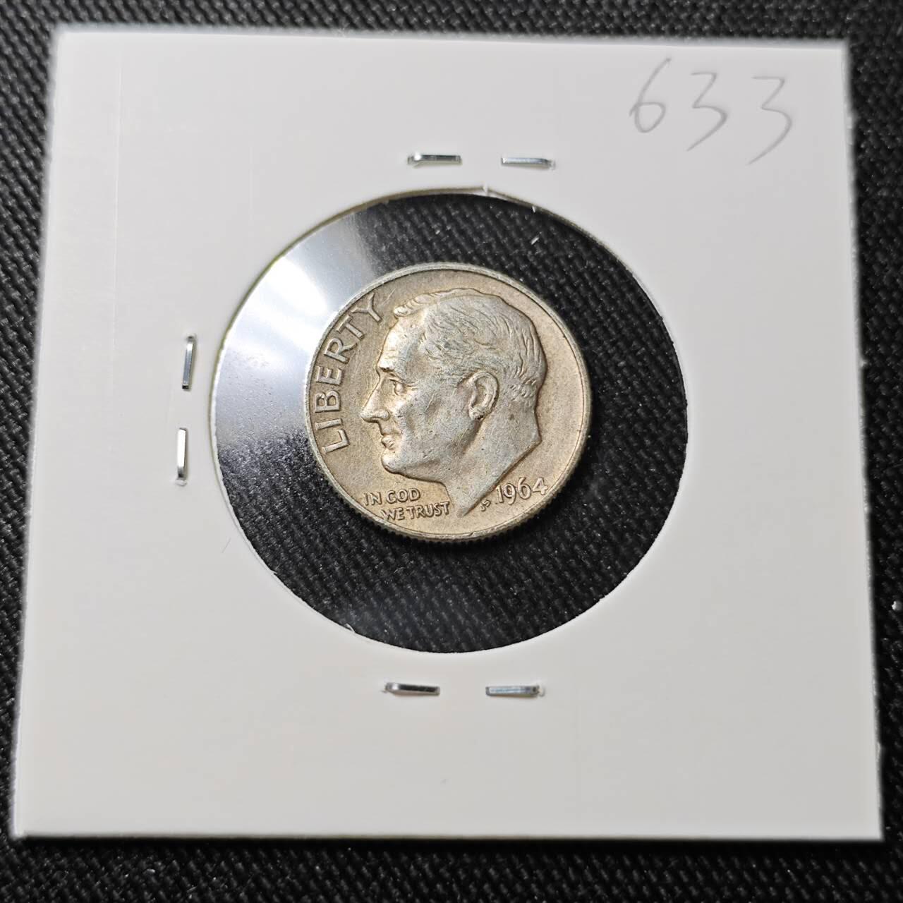 KK钱币收藏小铺 （套币 好品/批量散币 银币）专场  2月预留时间 周末发货    1964美国10分银币