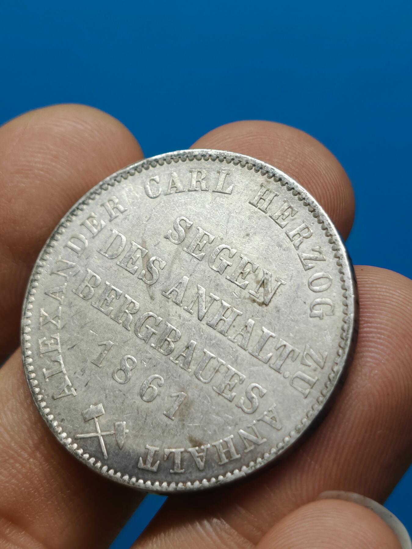 1861年德国安哈特贝恩堡小熊爬墙银币