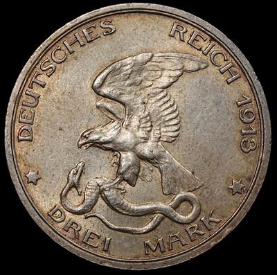 修遠堂世界钱币第九十五期 - 1913年普鲁士战胜拿破仑百年纪念3马克银币 未流通转光