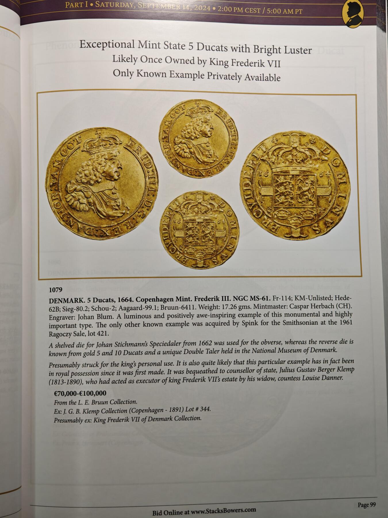 【德藏】世界币章拍卖第155期（拍品征集中~欢迎藏友联系） 98新 SBP拍卖行L.E.BRUUN集藏拍卖会图录 全铜板纸印刷 全书约366页