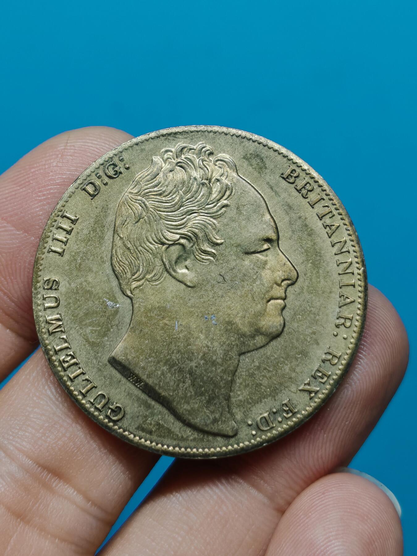 英国“1836年”威廉四世国王头像盾徽图案1克朗后铸精制铜币一枚