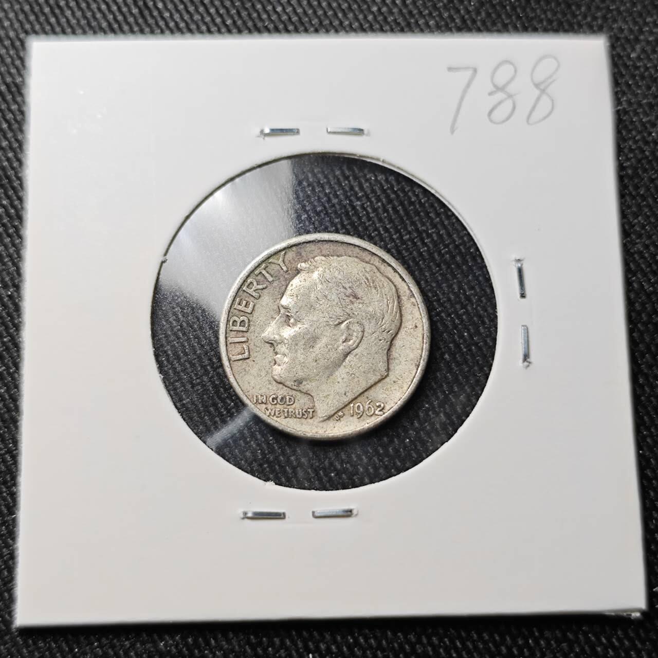 KK钱币收藏小铺 （套币 好品/批量散币 银币）专场  2月预留时间 周末发货   1962美国10分银币