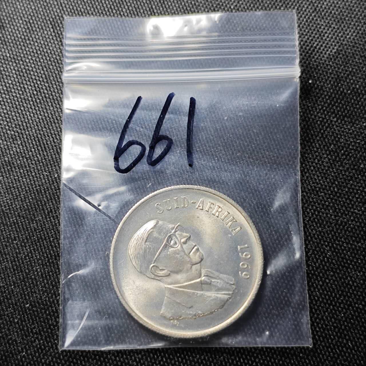 KK钱币收藏小铺 （套币 好品/批量散币 银币）专场  2月预留时间 周末发货  1969南非1兰特银币 好品