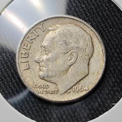 KK钱币收藏小铺 （套币 好品/批量散币 银币）专场  2月预留时间 周末发货 -   1964美国10分银币