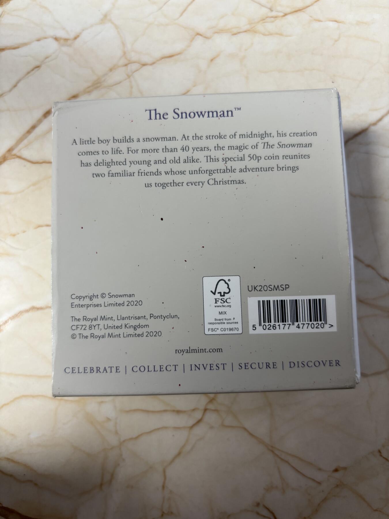 第183期拍卖 英国2020年雪人七边形彩色精制纪念银币，925银，8克，发行量7000枚