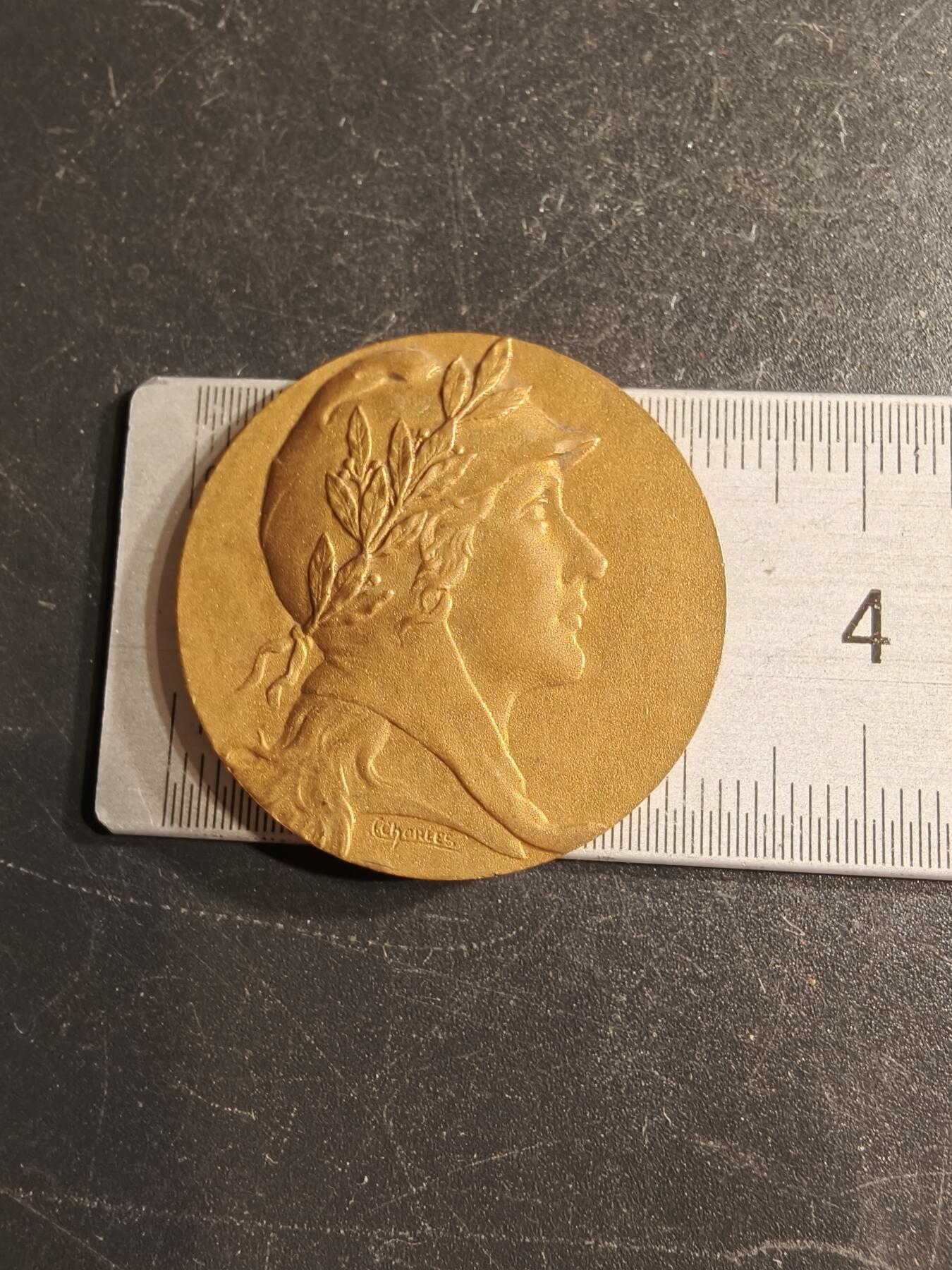 老王徽章第166期 法国摄影协会镀金大铜章    玛丽安娜     直径32mm.    重量11.9g