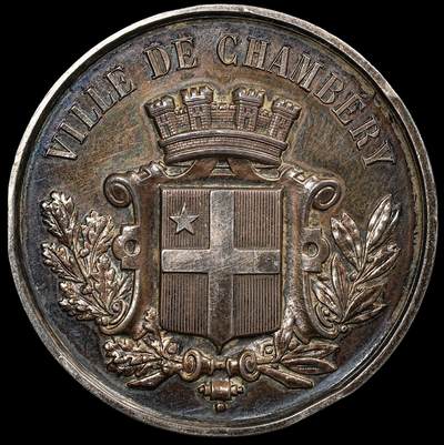 修遠堂世界钱币第九十五期 - 1896年法国钱伯里音乐学院银章36.5 mm, 21.14 g 边缘有磕碰 950银标