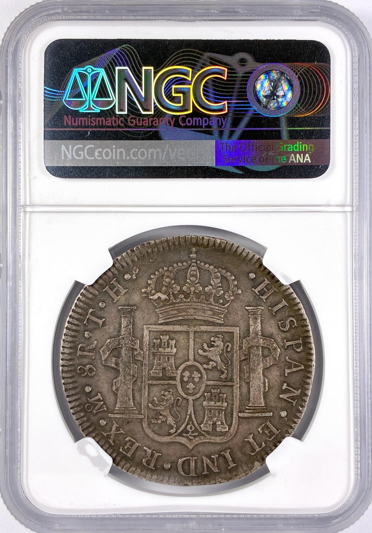 【雨安】【直播拍卖】【世界币章117期-评级币】2025-11-29 周六 19:30 保真 [评级美洲] Spanish Mexico 西属墨西哥 8里亚尔 卡洛斯四世 双柱 1807年  NGC-XF40