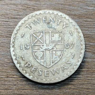 【铜匠收藏】★第133场★散币场，无佣金，30包邮。不满30元，支付5元运费。《接受代拍 代送NGC评级》 -  加纳 1967年 20比塞塔