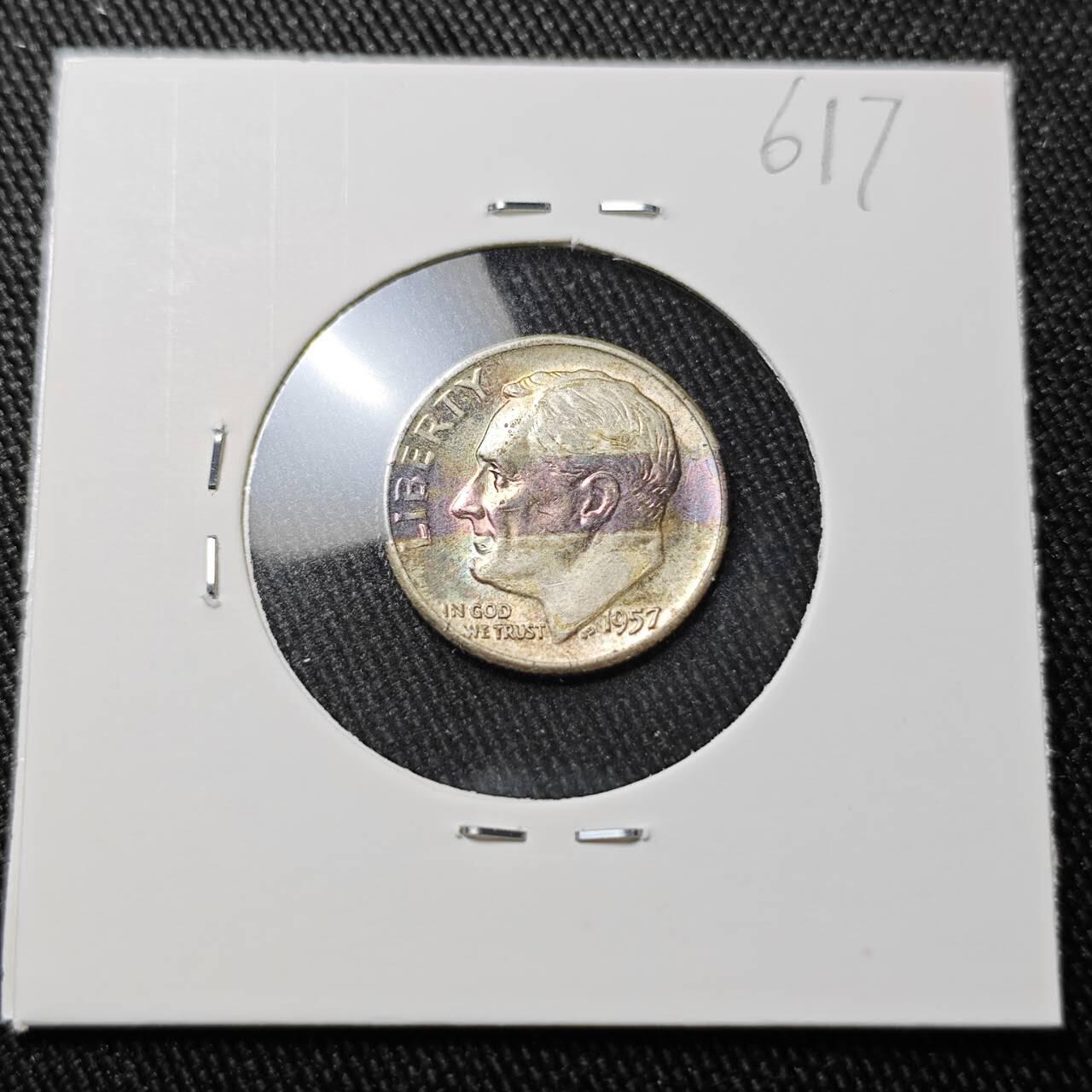 KK钱币收藏小铺 （套币 好品/批量散币 银币）专场  2月预留时间 周末发货    1957美国10分银币