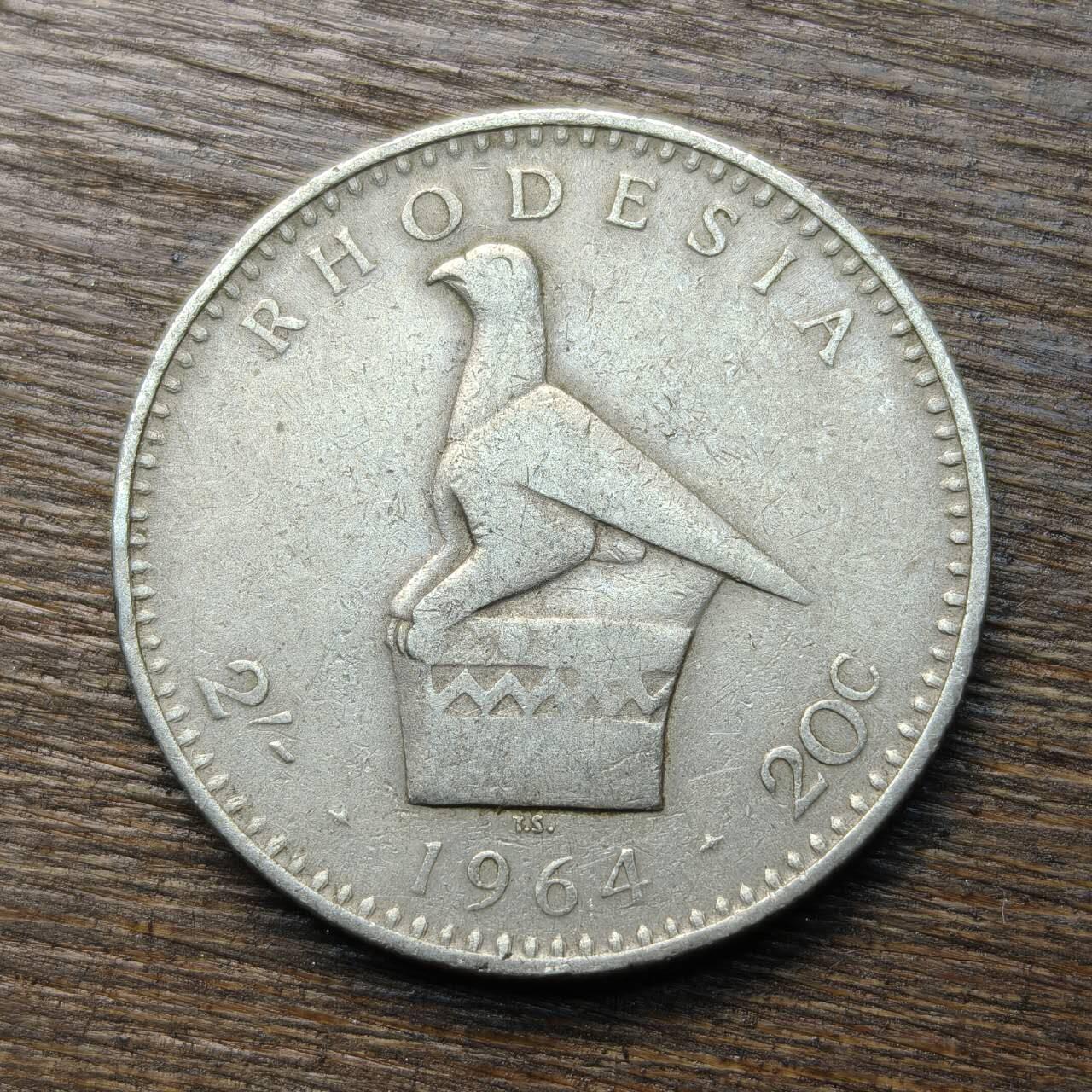 【铜匠收藏】★第133场★散币场，无佣金，30包邮。不满30元，支付5元运费。《接受代拍 代送NGC评级》 罗德西亚 1964年 20分