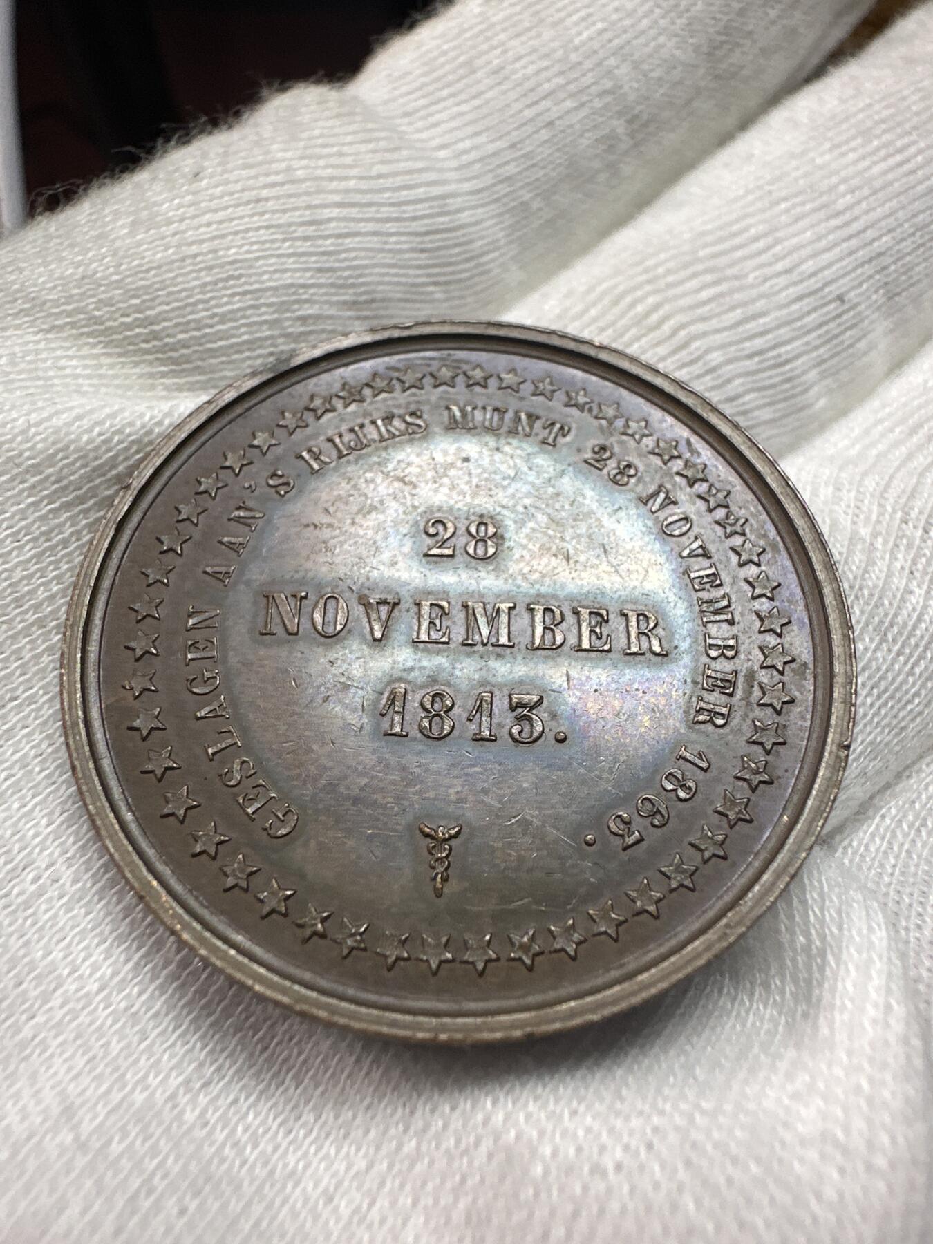 12.4铜章专场 1863年荷兰解放50周年金禧纪念铜章 于 1863年11月28日荷兰国家造币厂铸造