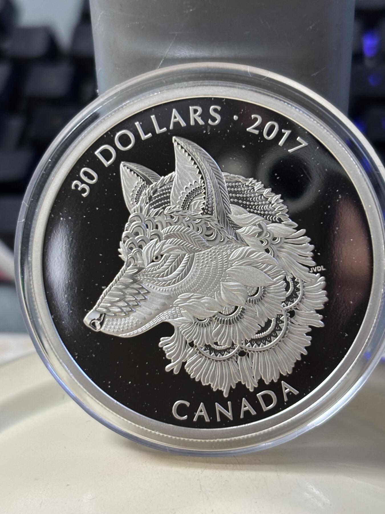 第183期拍卖 加拿大2017年禅绕艺术系列1大灰狼2盎司纪念银币，9999银，发行4000枚