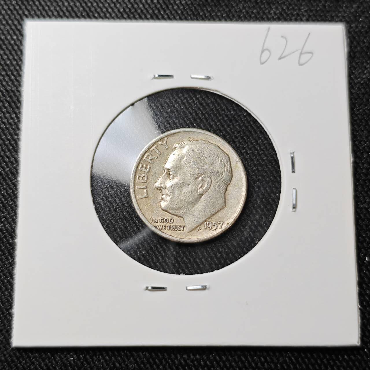 KK钱币收藏小铺 （套币 好品/批量散币 银币）专场  2月预留时间 周末发货    1957美国10分银币