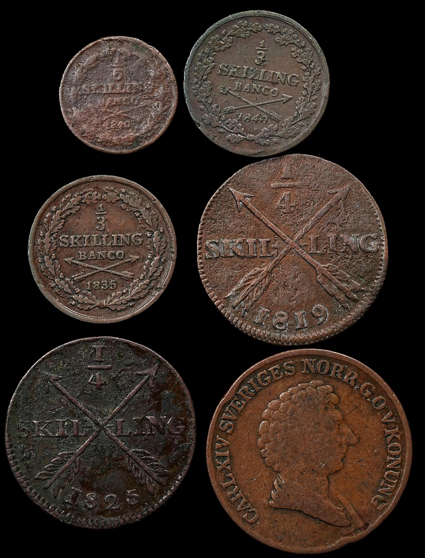 修遠堂世界钱币第九十五期 19世纪瑞典铜币6枚
