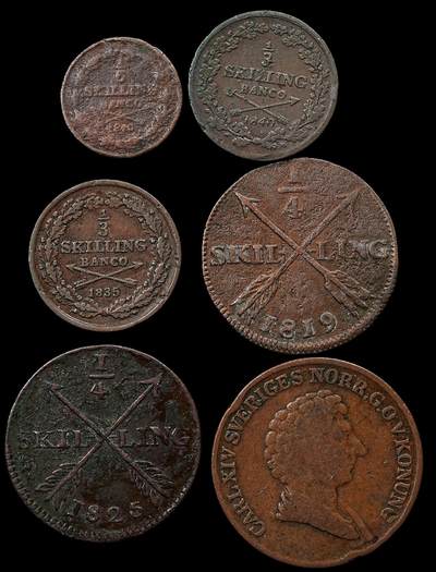 修遠堂世界钱币第九十五期 - 19世纪瑞典铜币6枚