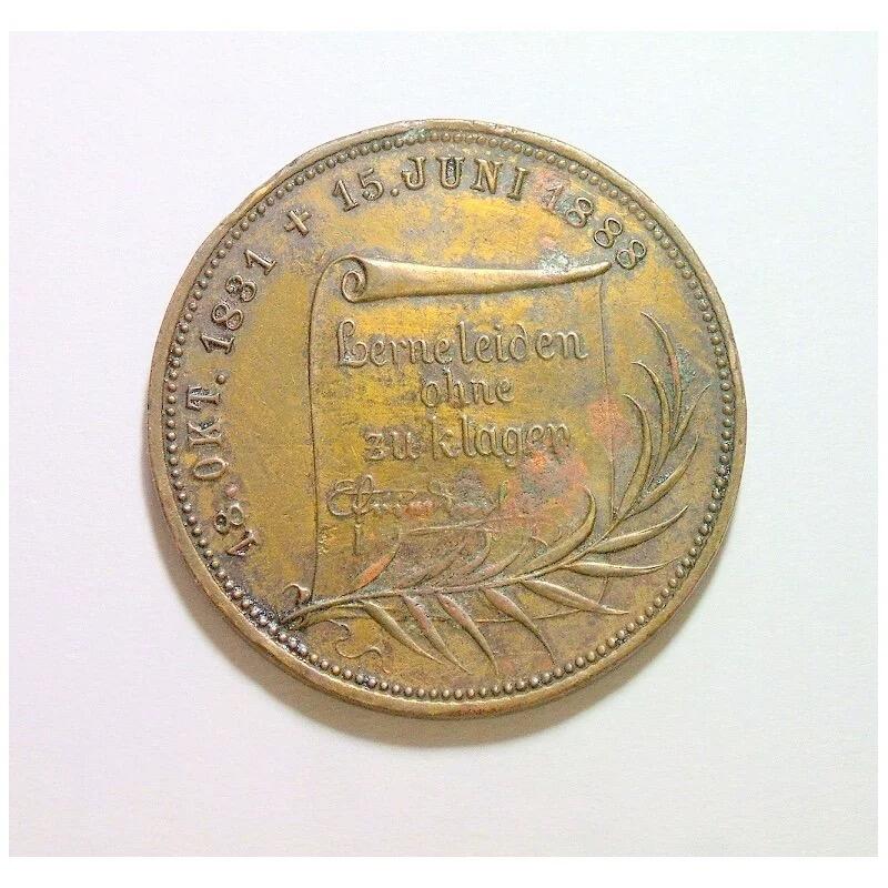 德国普鲁士1888年 腓特烈三世高浮雕精制大铜章 40MM