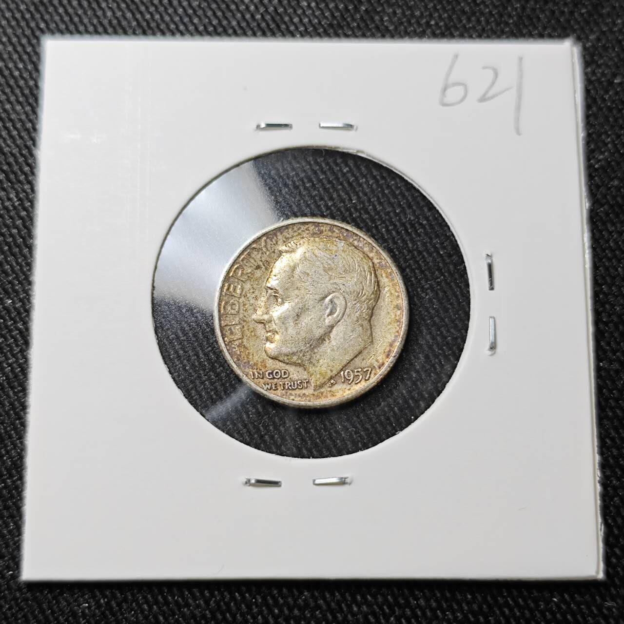 KK钱币收藏小铺 （套币 好品/批量散币 银币）专场  2月预留时间 周末发货    1957美国10分银币