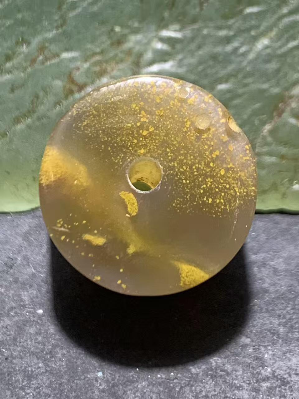 蒙料冻料飘金沙鸡油黄战国红玛瑙通货墩子一个