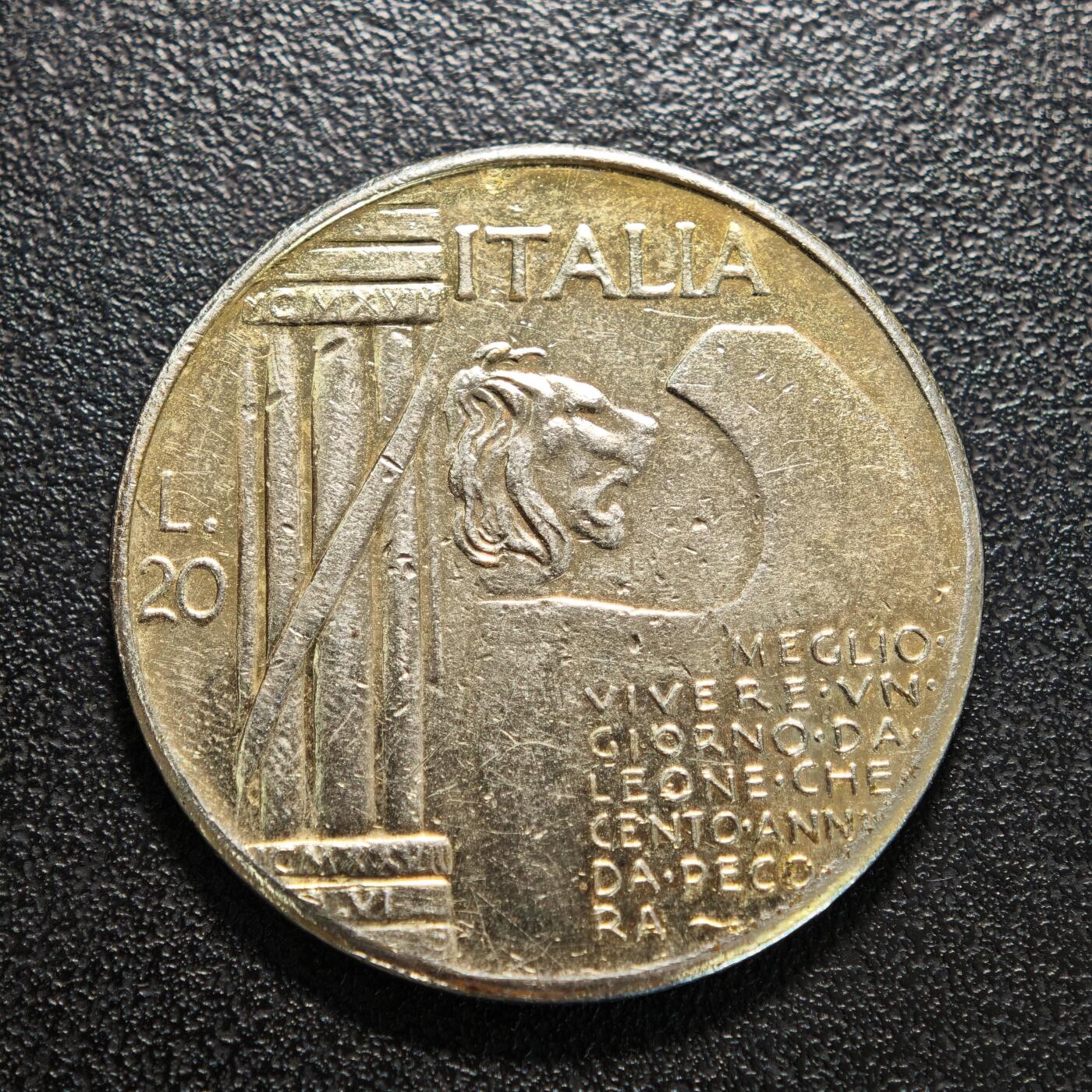 【德藏】世界币章拍卖第155期（拍品征集中~欢迎藏友联系） 20世纪早期 意大利20里拉镀银纪念章 直径约：35.5mm；重约：20.3g