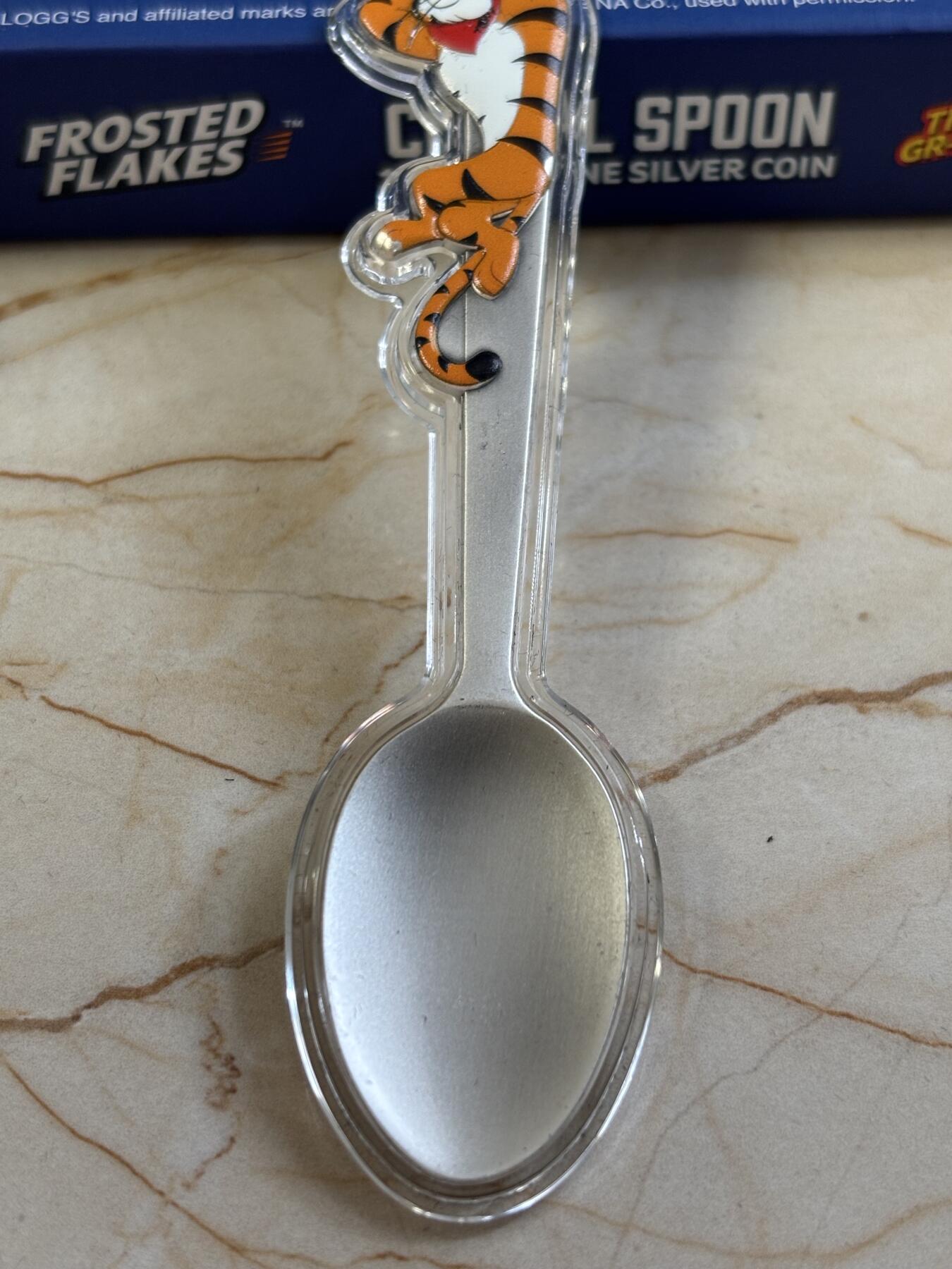 第183期拍卖 乍得2024年Kellogg吉祥物老虎托尼勺子形纪念银币，999银，1盎司，有掉色