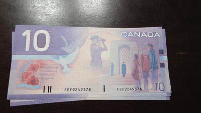 世界钱币～微拍第217期暨2025年第57期  近日新到货品少量 以及老库存一些 - 2002年加拿大10元 旅版初版无金属线 全新绝品尾号378