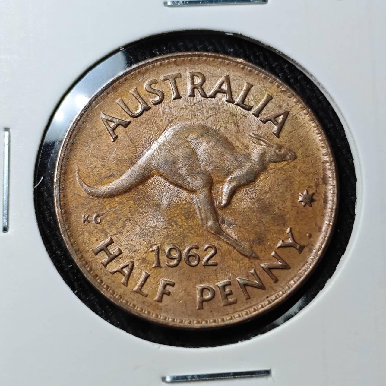 KK钱币收藏小铺 （套币 好品/批量散币 银币）专场  2月预留时间 周末发货  1962澳大利亚半便士铜币 好品