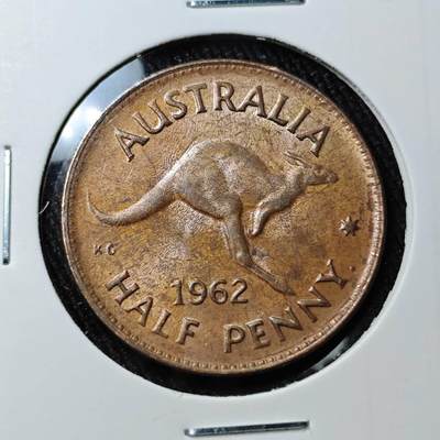KK钱币收藏小铺 （套币 好品/批量散币 银币）专场  2月预留时间 周末发货 -  1962澳大利亚半便士铜币 好品