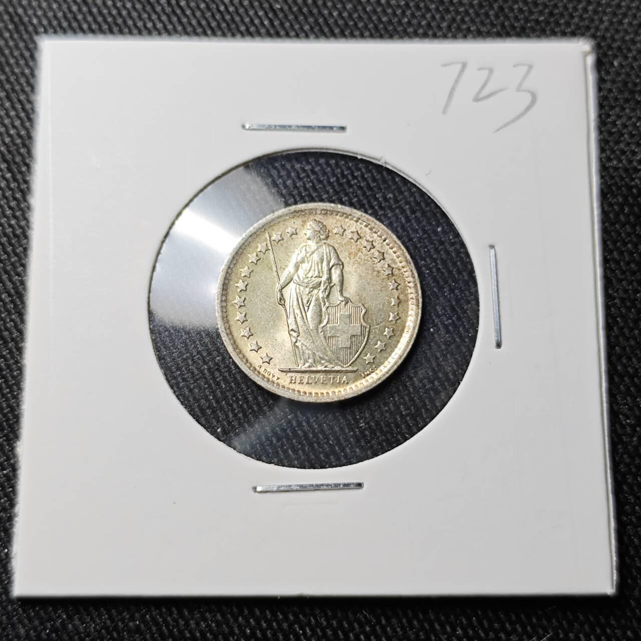 KK钱币收藏小铺 （套币 好品/批量散币 银币）专场  2月预留时间 周末发货  1967瑞士1/2法郎银币 好品