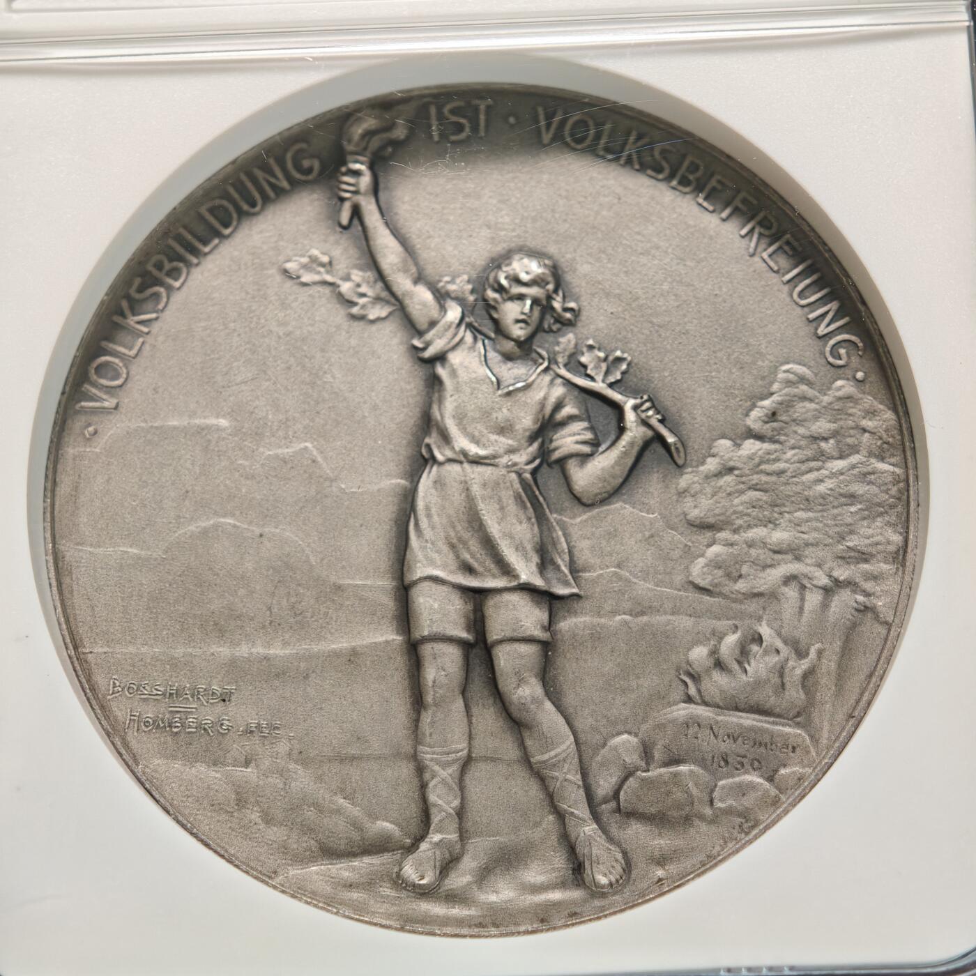 【德藏】世界币章拍卖第155期（拍品征集中~欢迎藏友联系） 1900年 瑞士苏黎世乌斯特射击节纪念银章 NGC MS64MATTE 发行量500枚 市场流通量小于150枚 亚军分