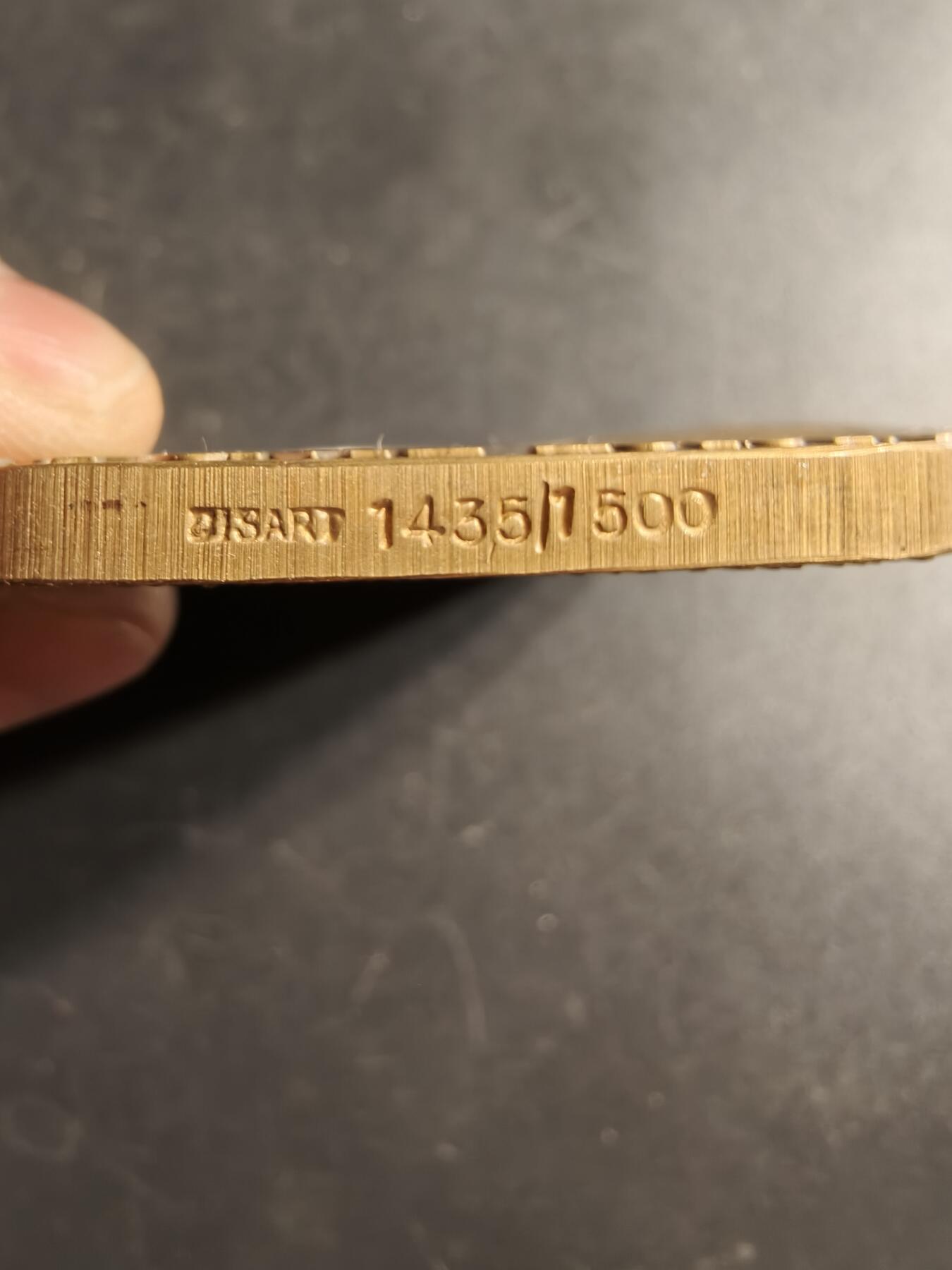 老王徽章第166期 葡萄牙波尔图杜罗河路易一世大桥建成百年异形大铜章    共1500枚，该枚编号1435      原盒     尺寸90×67mm.    重量211.9g