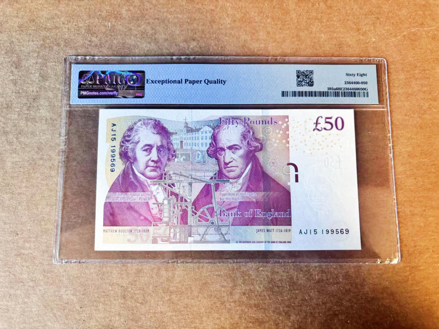 【Blue Auction】世界纸币精拍第756期——18级TOP拍卖/信誉/品质/专业/高效💫 【无47】英国 2010年50镑  PMG68EPQ 高分