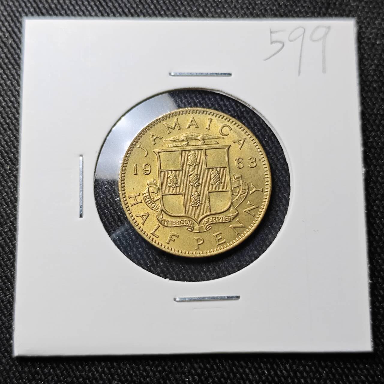 KK钱币收藏小铺 （套币 好品/批量散币 银币）专场  2月预留时间 周末发货  1963英属牙买加0.5分铜币 好品