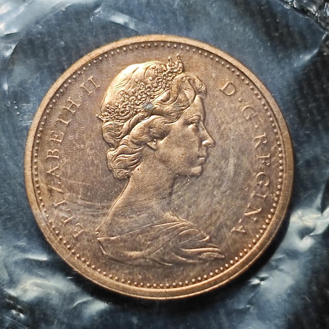 KK钱币收藏小铺 （套币 好品/批量散币 银币）专场  2月预留时间 周末发货  1967加拿大建国200周年 一分精制纪念币 塑封