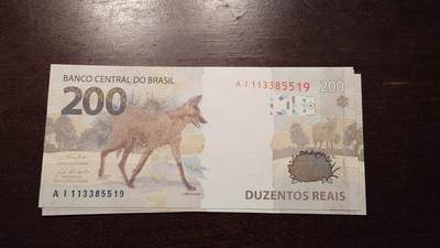 世界钱币～微拍第217期暨2025年第57期  近日新到货品少量 以及老库存一些 - 2020年巴西200雷亚尔全新绝品无47尾号519