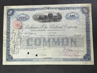 西秦中古拍卖第六十七期 - 美国1906年铁路公司股票 稀少德意志银行持股人 盖有帝国税戳 非常少见