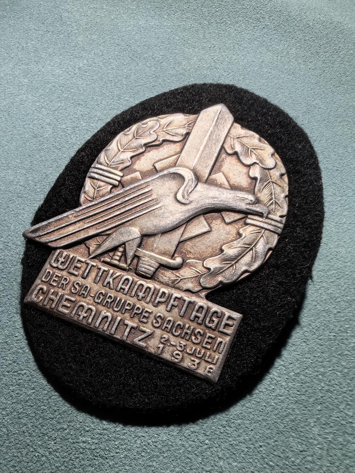 盛世勋华——号角文化勋章邮票专场拍卖第290期 德国（1939）冲锋队（SA）萨克森大队1936年开姆尼茨竞赛纪念章 极为罕见