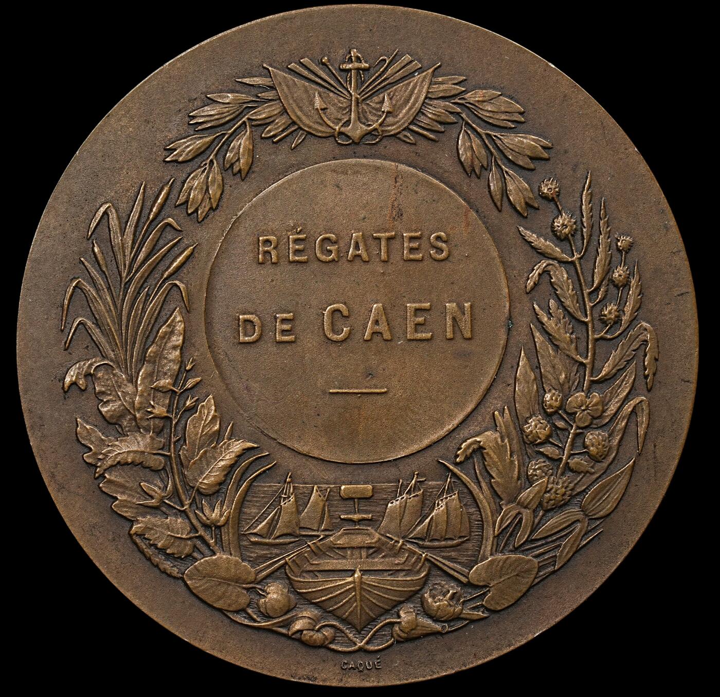 修遠堂世界钱币第九十五期 20世纪初法国卡昂赛船会大铜章 景观  50 mm，54.87 g