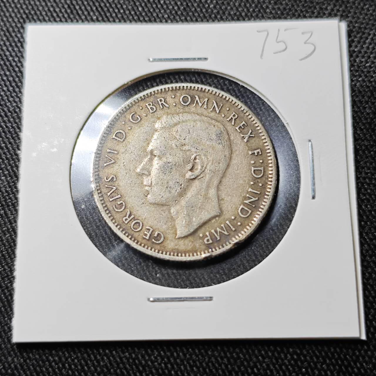 KK钱币收藏小铺 （套币 好品/批量散币 银币）专场  2月预留时间 周末发货  1943澳大利亚乔六1弗洛林银币 925高银