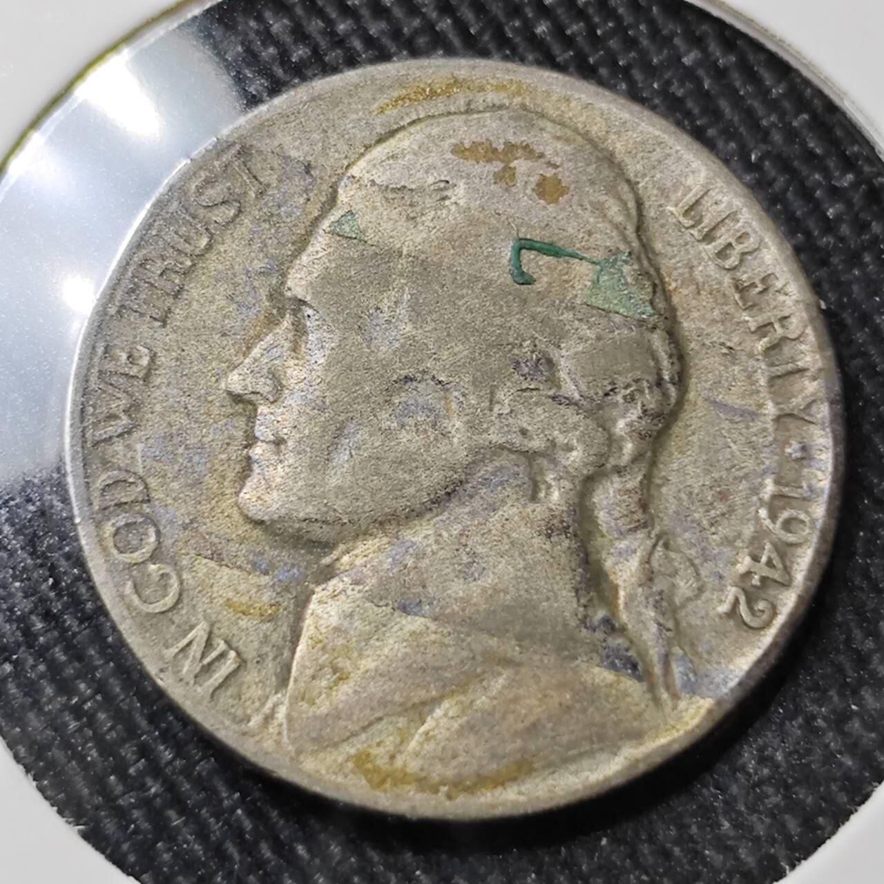 KK钱币收藏小铺 （套币 好品/批量散币 银币）专场  2月预留时间 周末发货   1942美国5分银币 P版