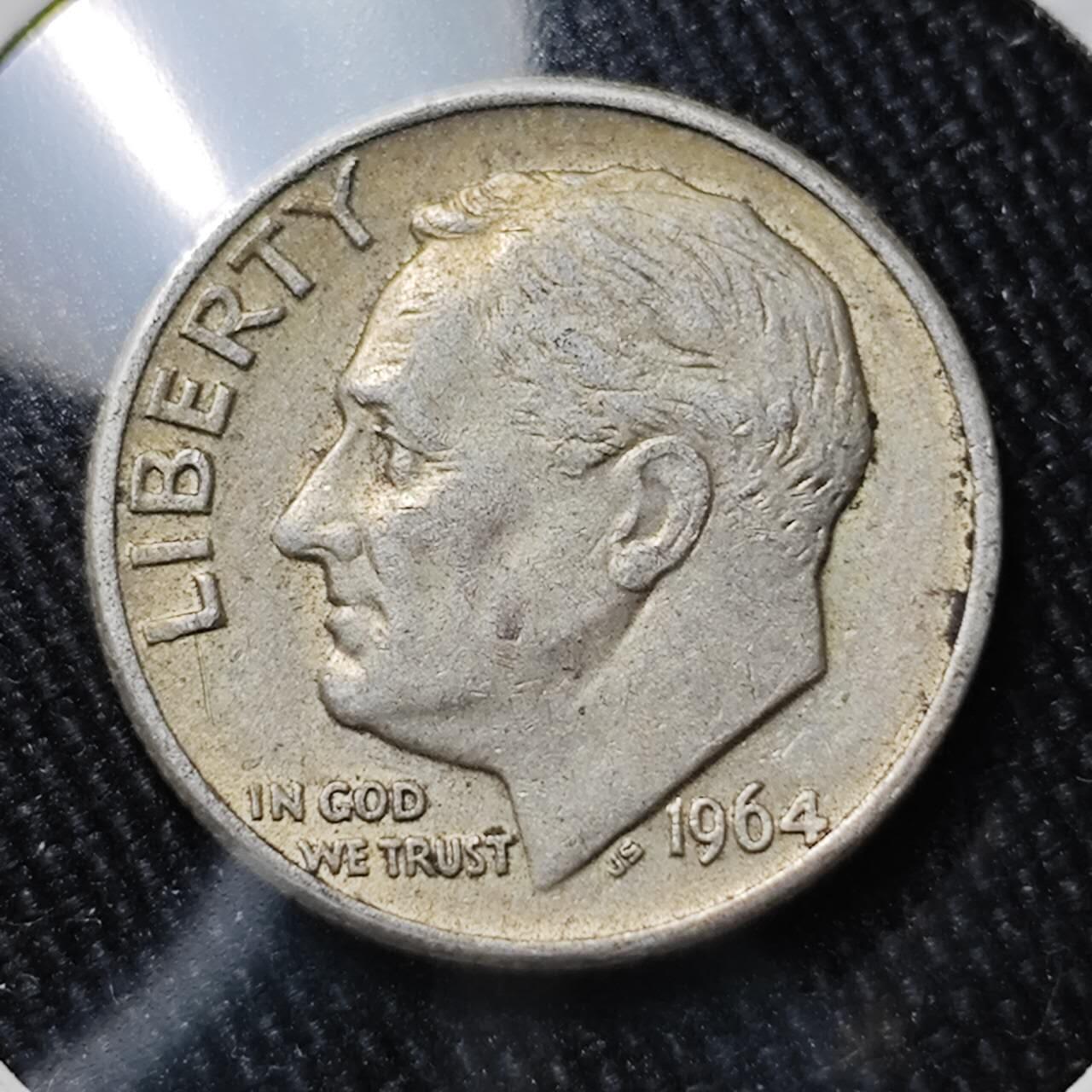 KK钱币收藏小铺 （套币 好品/批量散币 银币）专场  2月预留时间 周末发货   1964美国10分银币